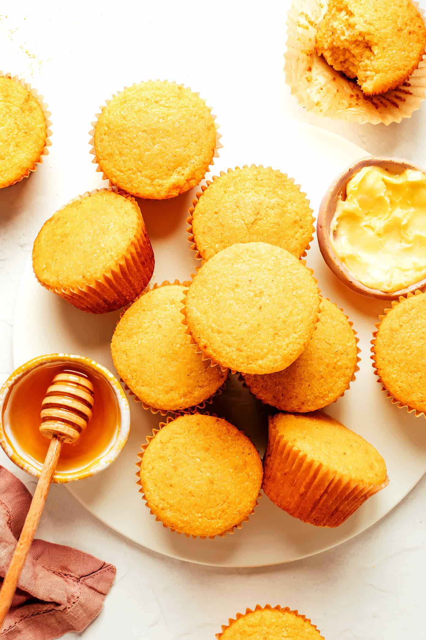 cornbread muffins with honey and butter