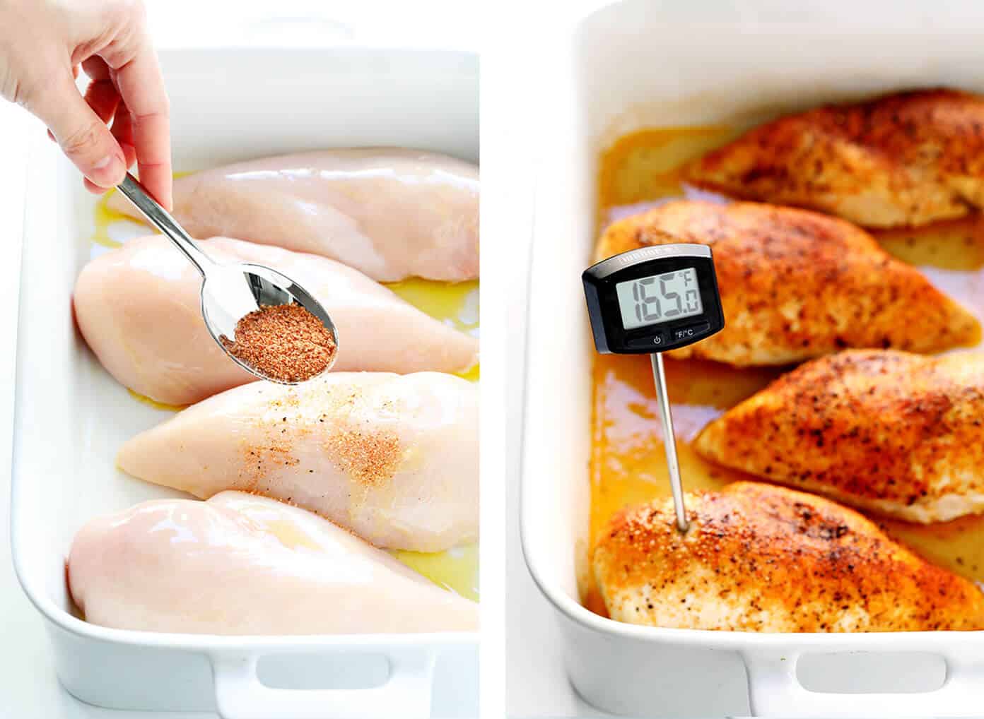 Learn how to make a PERFECT baked chicken breast -- delicious, juicy, tender, and fool-proof! Perfect for easy dinners, meal prep, or freezing for later. | gimmesomeoven.com #chicken #breast #dinner #mealprep #glutenfree Baked Chicken Seasoning Recipe