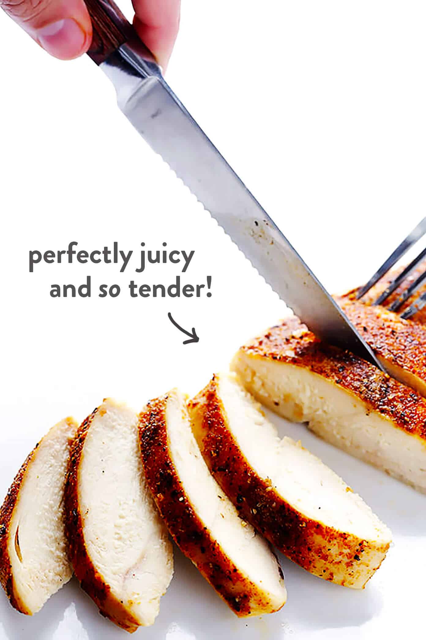 Learn how to make a PERFECT baked chicken breast -- delicious, juicy, tender, and fool-proof! Perfect for easy dinners, meal prep, or freezing for later. | gimmesomeoven.com #chicken #breast #dinner #mealprep #glutenfree Perfectly Juicy Oven Baked Chicken Breast Recipe